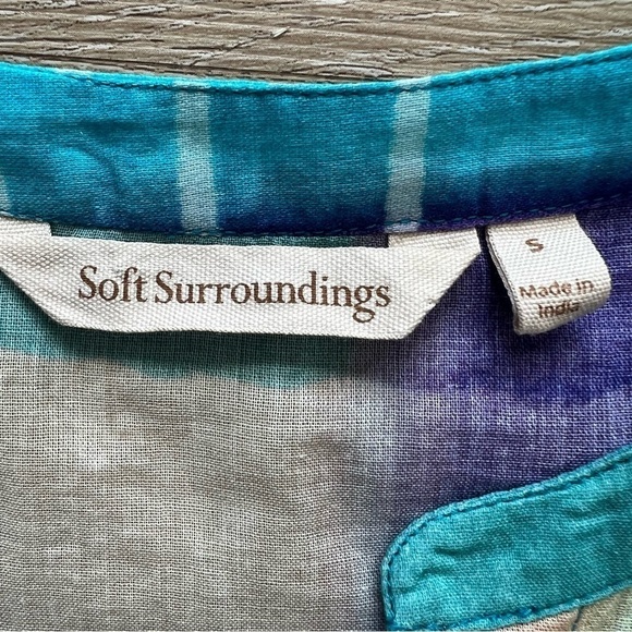 Soft Surroundings Painterly Plaid Popover Coastal Lightweight Oversized Hi-Lo S - Picture 8 of 9